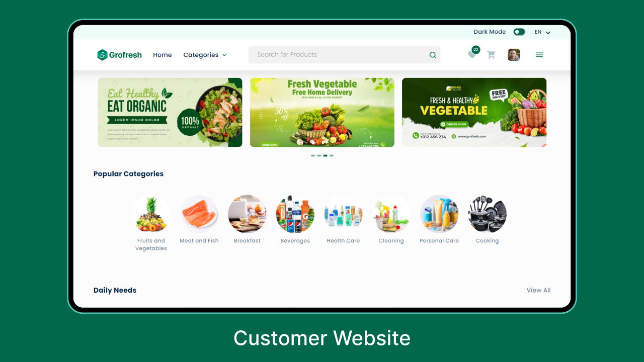 GroFresh Multivendor Delivery App & Website – Grocery, Pharmacy, eCommerce with Laravel Admin